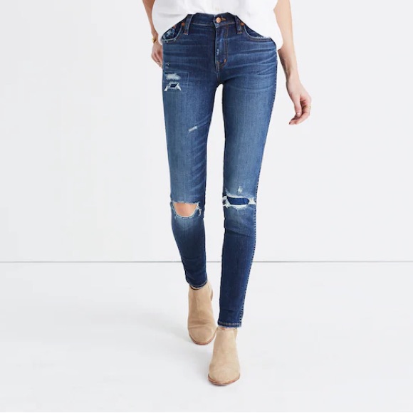 Madewell 9" High-Rise Skinny Jeans: Ripped And Patched Edition